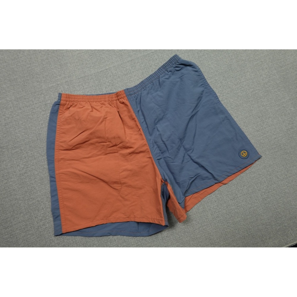 Patagonia Baggies Shorts Mens Medium Blue Orange Peace Patch 5 Inseam Lined NWT